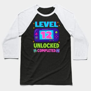 Level 12 Unlocked 12th Birthday Boys Video Game B-day Gift For BOys Kids Baseball T-Shirt